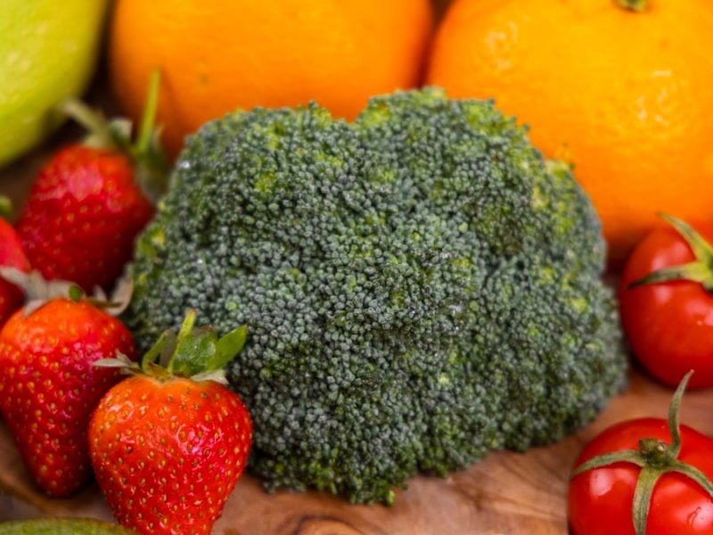healthy, fresh, raw vegetables and fruits